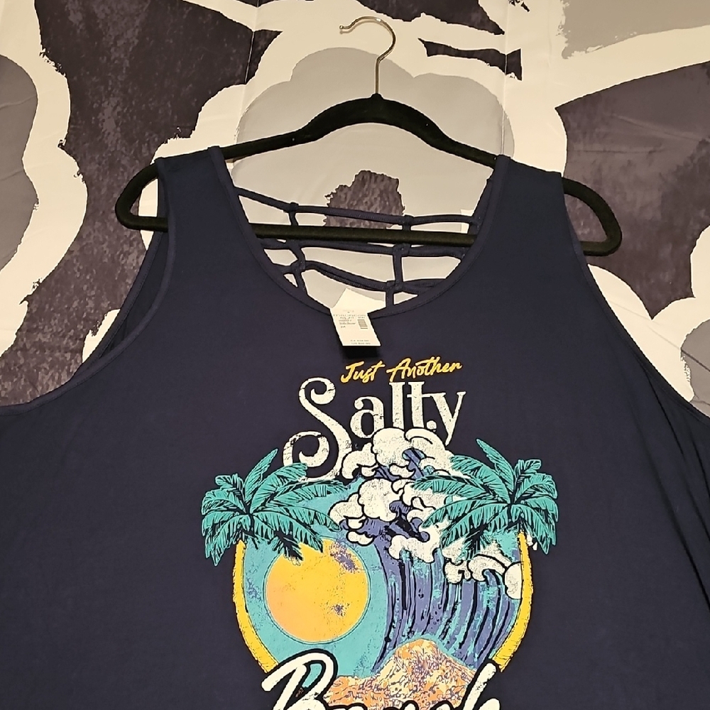 Salty Beach Tank Top - Navy